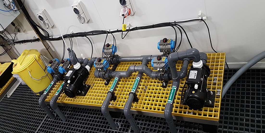 photo view looking down onto pipes in plantroom