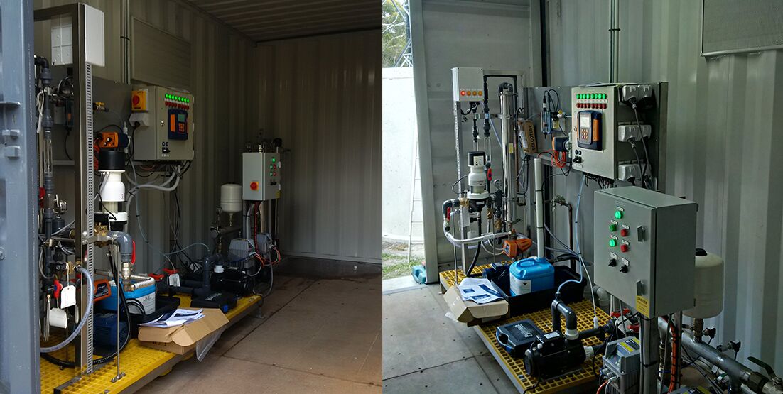 mt-keira-judo-1 Two photos side by side of water treatment plant room