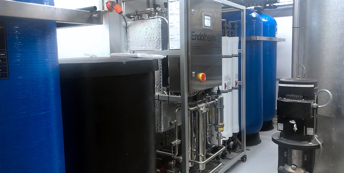 Photo of reverse osmosis system in plant room of hospital