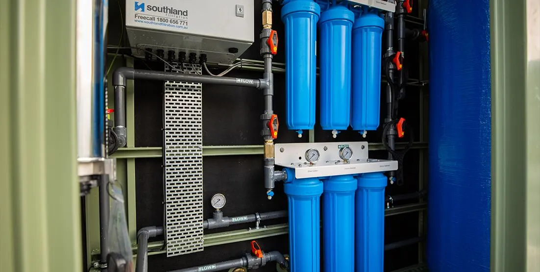 hunter water potable water installation 4 3 small water filtration tank modules on a wall