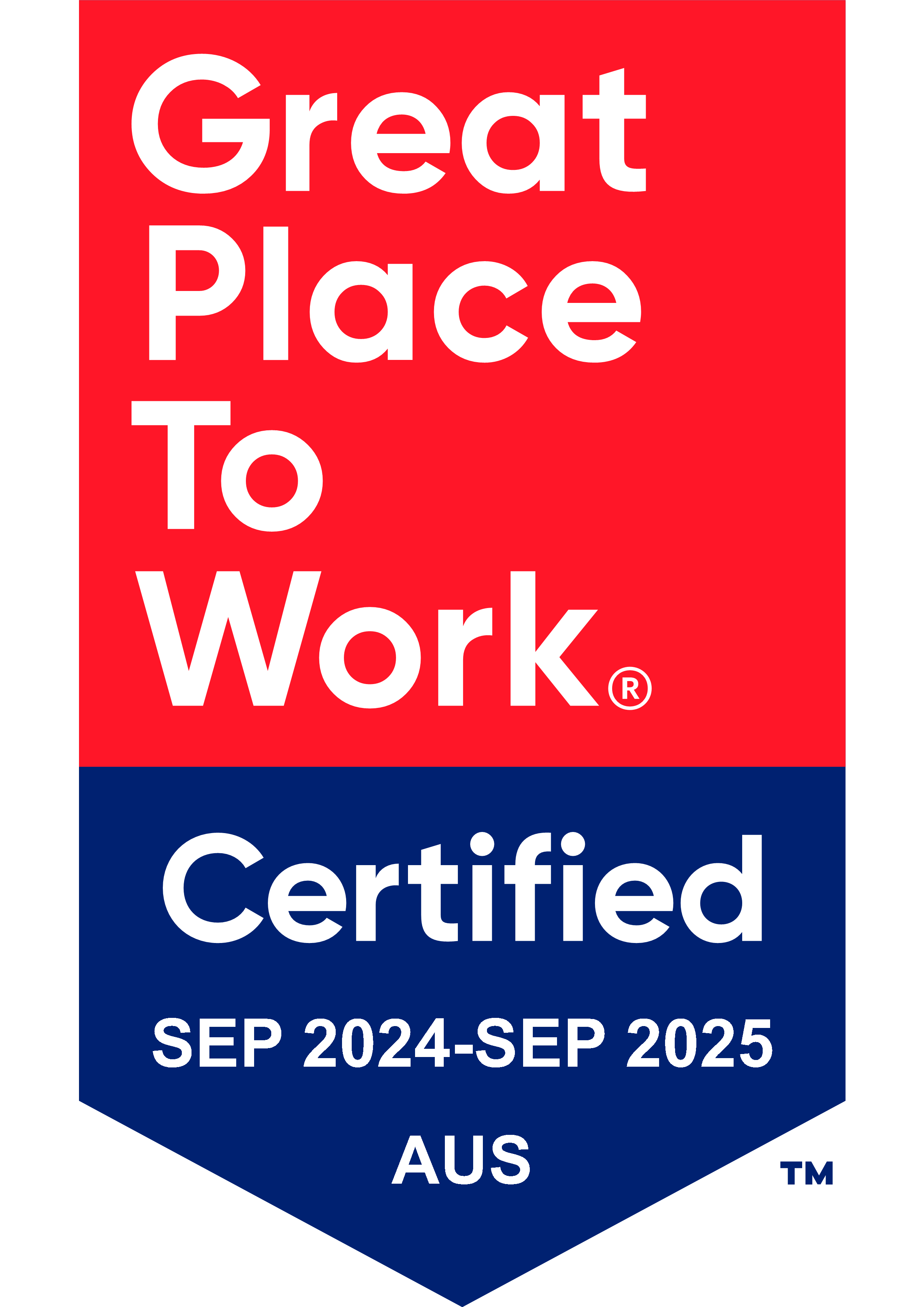 Great Place to Work Certified SEP 2024 to SEP 2025 AUS