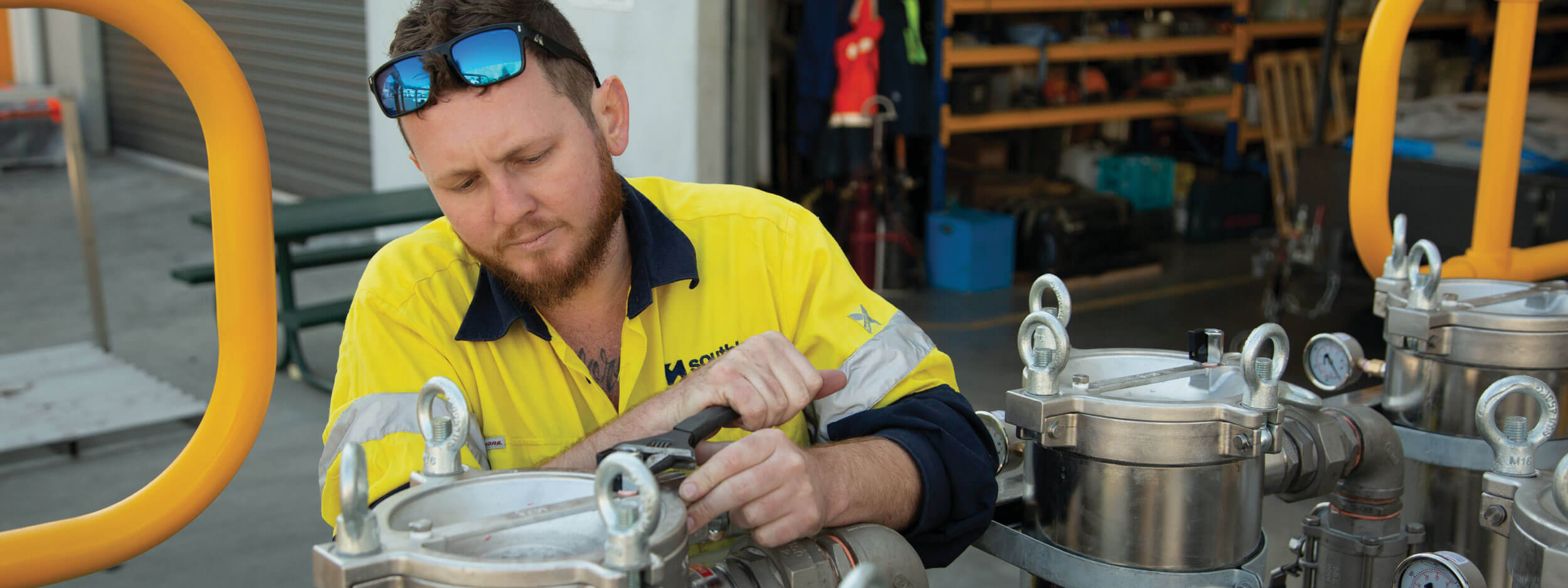 Southland Filtration Technician working on a water filtration system