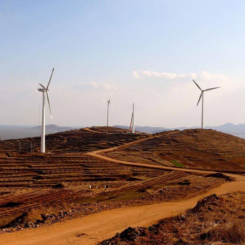 Wide angle shot of wind farms